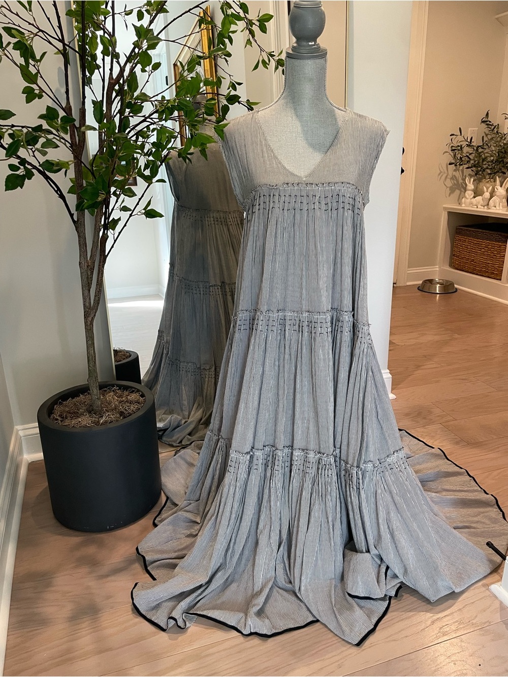 Anthropologie Urvashi Kaur Black and White Tiered Maxi Dress